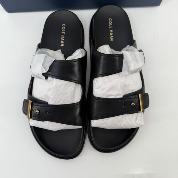 Cole Haan Marisol Black Leather Double Strap Slide Sandals Size 10 B - Picture 3 of 8